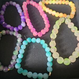Vibrant Multicolor Beaded Bracelet Se,They Also Glow In Dark.t